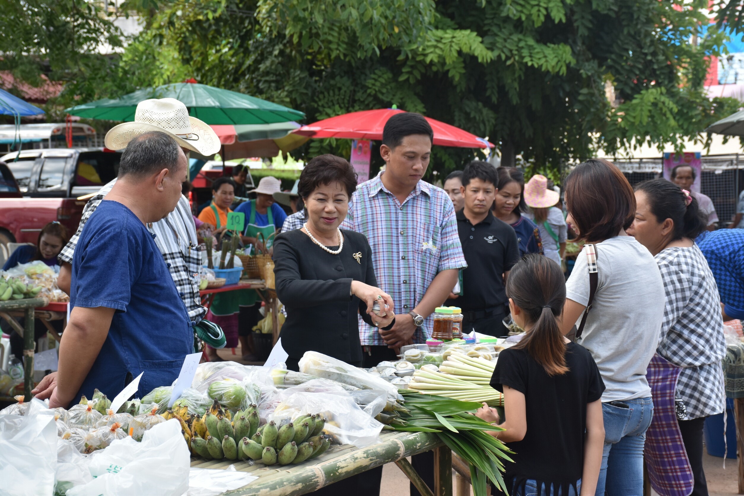 10 กันยายน 2560  นางสาวศศิธร ปัญญาไว พัฒนาการจังหวัดมหาสารคาม เป็นประธานเปิดงานตลาดนัดสัมมาชีพชุมชน ไทยช่วยไทย คนไทยยิ้มได้ อำเภอโกสุมพิสัย