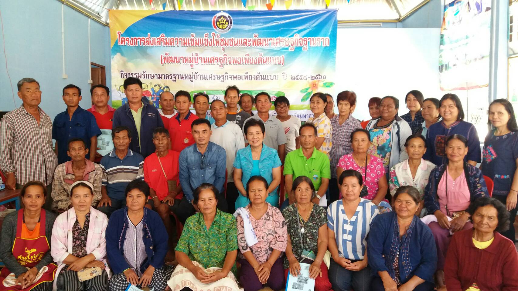 23 พฤศจิกายน 2560 สำนักงานพัฒนาชุมชนอำเภอโกสุมพิสัย ดำเนินโครงการส่งเสริมความเข้มแข็งให้ชุมชนและพัฒนาเศรษฐกิจฐานราก กิจกรรมรักษามาตรฐานหมู่บ้านเศรษฐกิจพอเพียงต้นแบบ