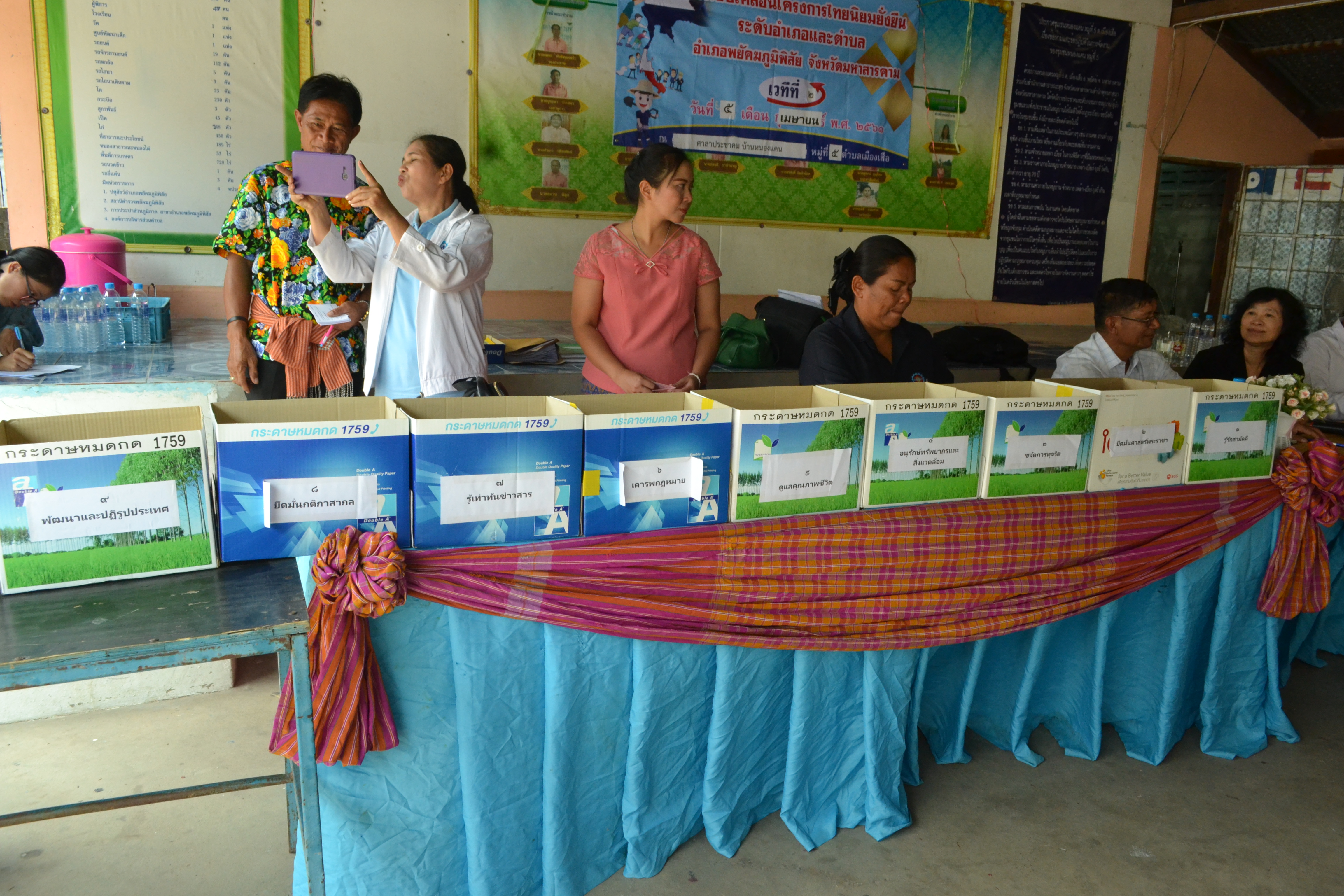5 เมษายน 2561 การติดตามการดำเนินงานการขับเคลื่อนโครงการไทยนิยมยั่งยืน ระดับอำเภอและตำบล อำเภอพยัคฆภูมิพิสัย จังหวัดมหาสารคาม เวทีที่ 2