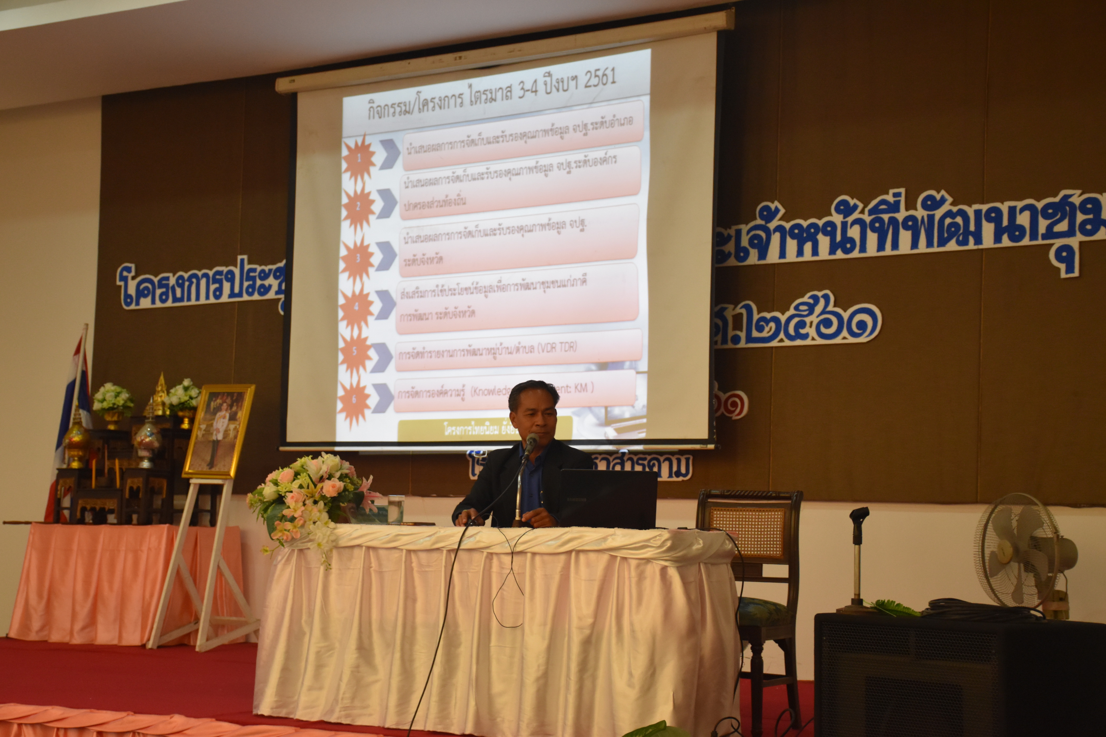 4 เมษายน 2561 โครงการประชุมปฏิบัติการเสริมสมรรถะเจ้าหน้าที่พัฒนาชุมชน ประจำปีงบประมาณ พ.ศ.2561