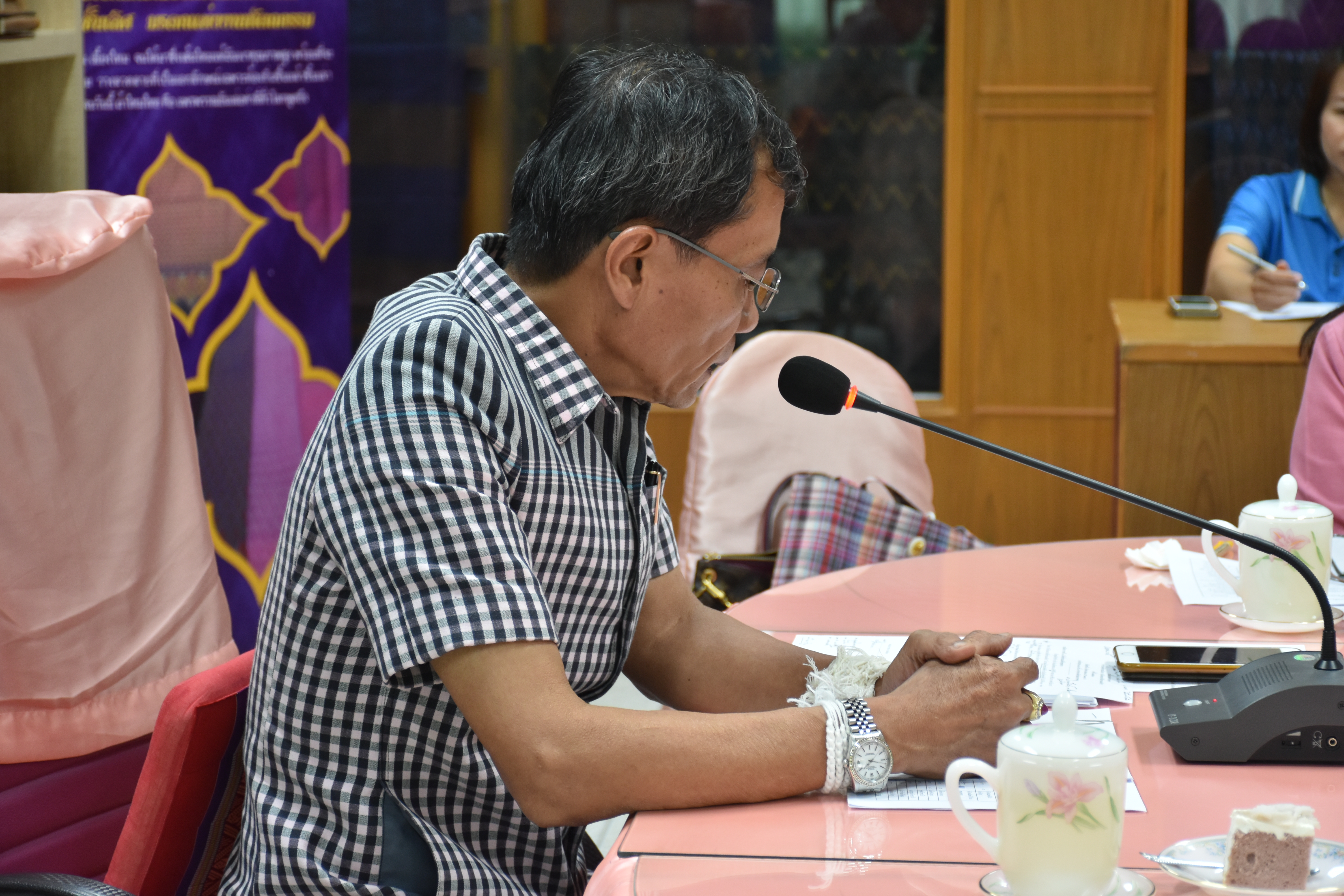@มหาสารคาม  7 กันยายน 2561 ประชุม คณะทำงานจัดกิจกรรม ‘เส้นไหมลายผ้าสี่นคราแดนอีสาน’ ในงานสมโภชพระโพธิสัตว์กวนอิมพันพระหัตถ์
