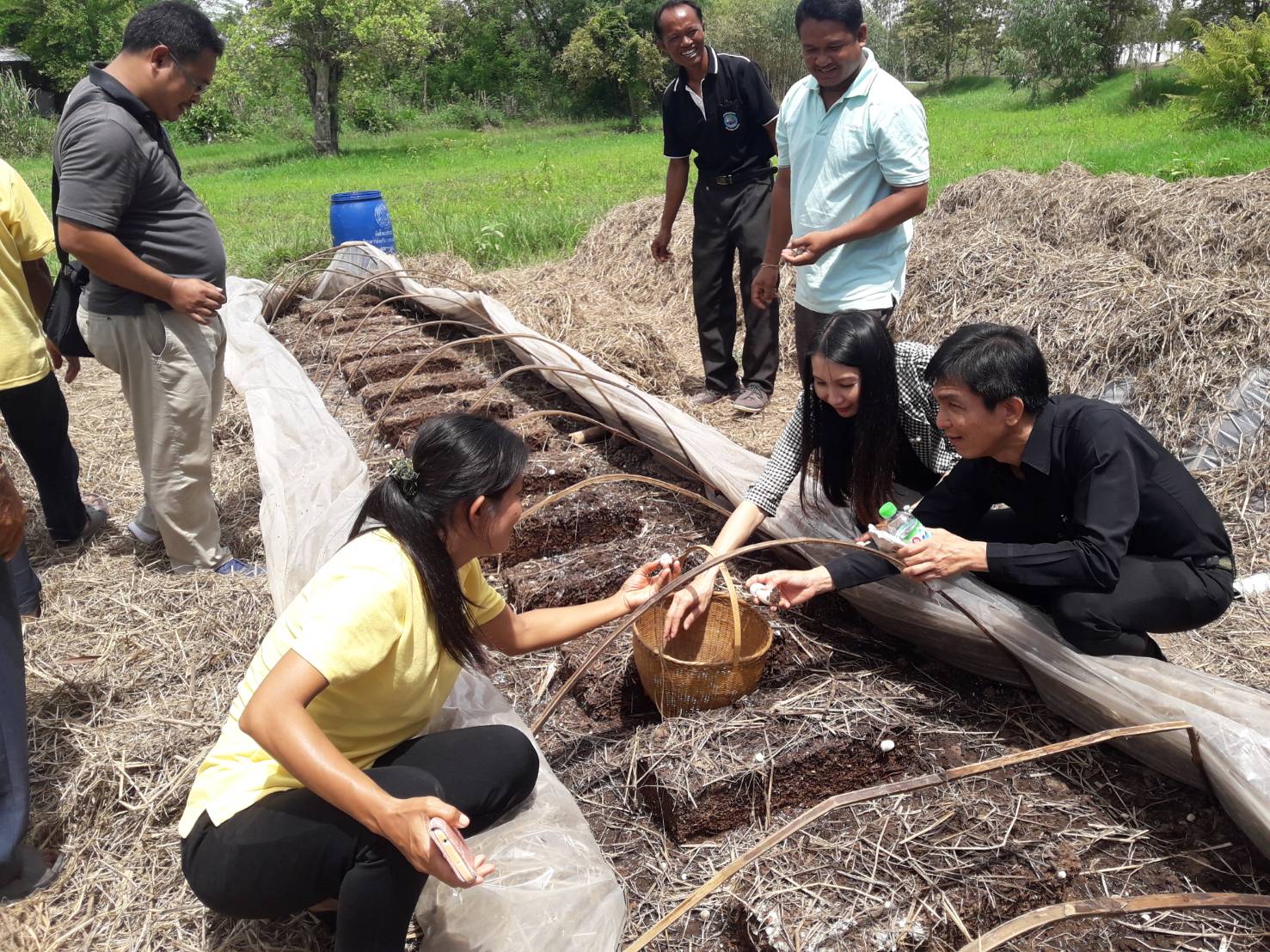 29 พฤษภาคม 2562 สำนักพัฒนาทุนและองค์กรการเงินชุมชน กรมการพัฒนาชุมชน โดยนายสมชาย หริกุลสวัสดิ์ ผู้อำนวยการกลุ่มงานส่งเสริมการพัฒนาชุมชน และนางสาวกชพร มณีฝั้น นักวิชาการพัฒนาชุมชนชำนาญการ ลงพื้นที่หมู่บ้านติดตามสนับสนุนด้านวิชาการและการดำเนินงาน”โครงการพัฒนาอาชีพและคุณภาพชีวิตผู้มีรายได้น้อย เพื่อลดความเหลื่อมล้ำทางสังคม” กลุ่มเพาะเห็ดฟาง บ้านโดน ม.6 ต.แวงดง และกลุ่มทอผ้า บ้านแวงยาง ม.5 ต.ยางสีสุราช อำเภอยางสีสุราช จังหวัดมหาสารคาม