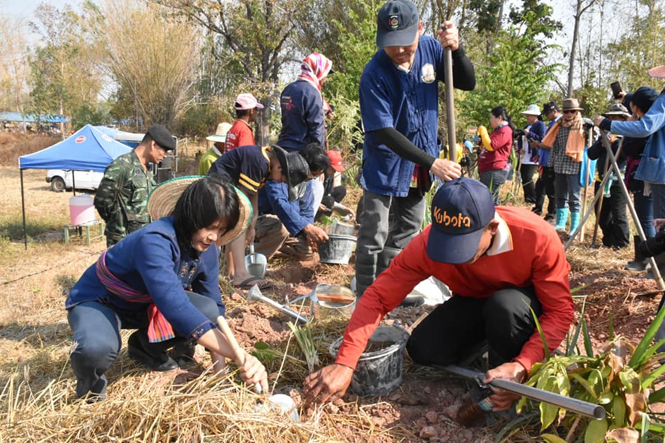 8 มีนาคม 2563 กิจกรรมเอามื้อสามัคคี (โคก หนองนา โมเดล) “เล็กเปลี่ยนโลก จอบเรียกน้ำ” ณ แปลง: นายจิตติศักดิ์ ปิดตาทะนัง บ้านหัวหนอง ม.2 ต. หนองโพธิ์ อ.นาเชือก จ. มหาสารคาม