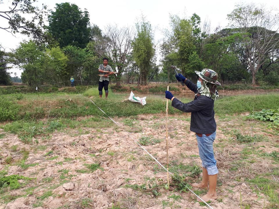 บูรณาการ​งานสำเร็จ​  อำเภอนาดูนผนึกกำลัง​ นพต.​/ทีมช่าง​ วัดพื้นที่กำหนดแนวตามแบบ​”โคก​ หนอง​ นา​ โมเดล”