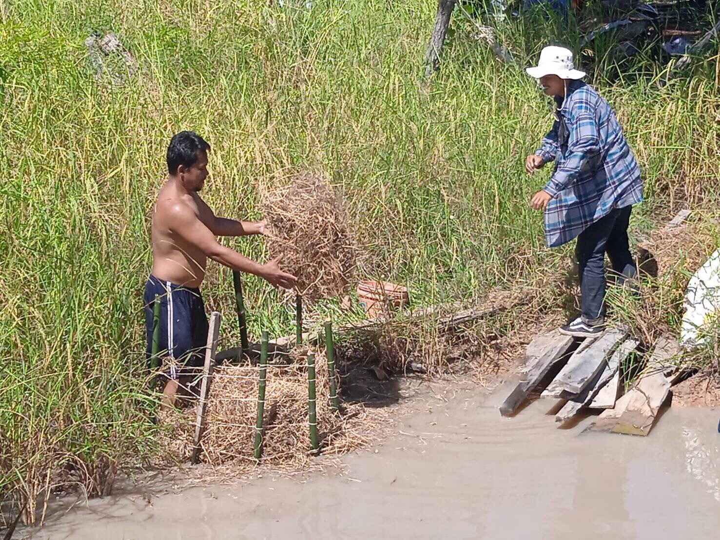 พช.นาดูน จ.มหาสารคาม ร่วมแรงร่วมใจ เอามื้อสามัคคี ดัน แปลง “โคก หนอง นา พช.” เป็นศูนย์เรียนรู้หลักกสิกรรมธรรมชาติของคนในพื้นที่