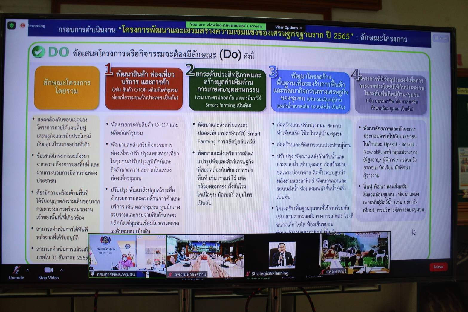?? พช.มหาสารคาม “ร่วมประชุมรับฟังแนวทางการดำเนินโครงการพัฒนาและเสริมสร้างความเข้มแข็งของเศรษฐกิจฐานราก ปี 2565” ผ่านระบบ Zoom Cloud Meeting