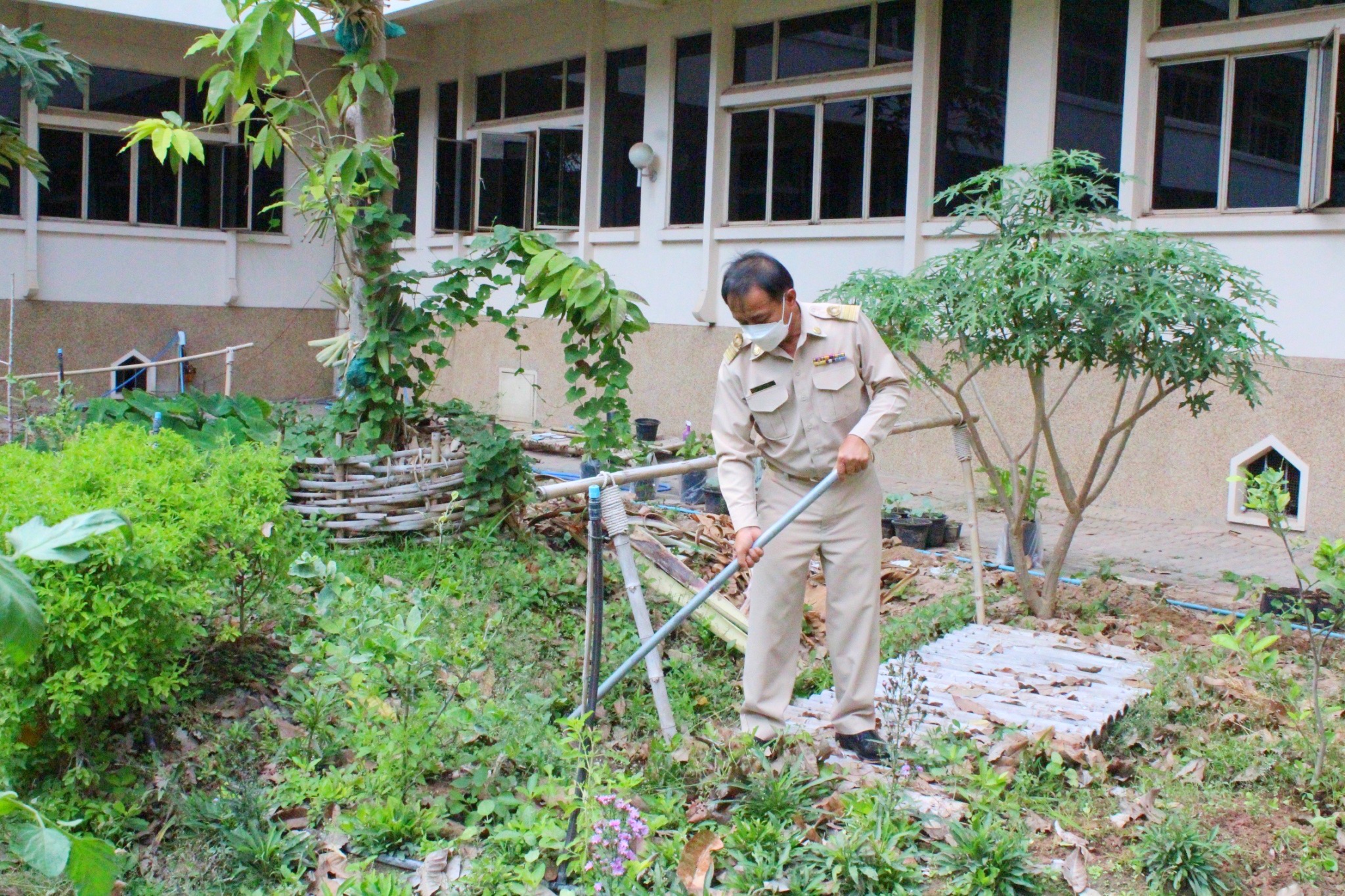 พัฒนาการจังหวัดมหาสารคามนำทีมปรับปรุงภูมิทัศน์ ลานจตุรมุข ศาลากลางจังหวัดมหาสารคาม