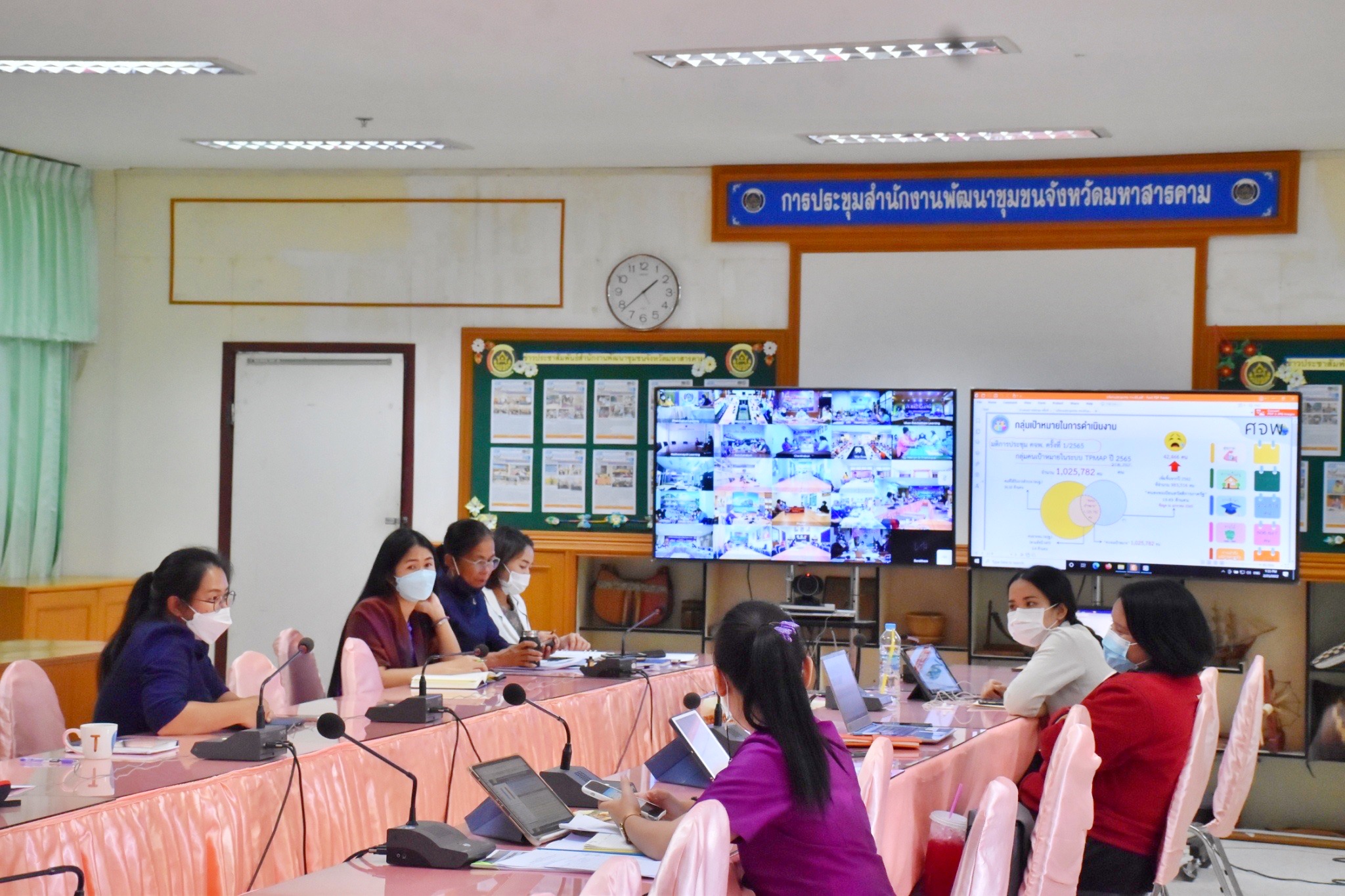 พช.มหาสารคามร่วมการประชุมกรมการพัฒนาชุมชน ครั้งที่ 2/2565 ผ่านระบบ (Video Conference และ TV พช.)
