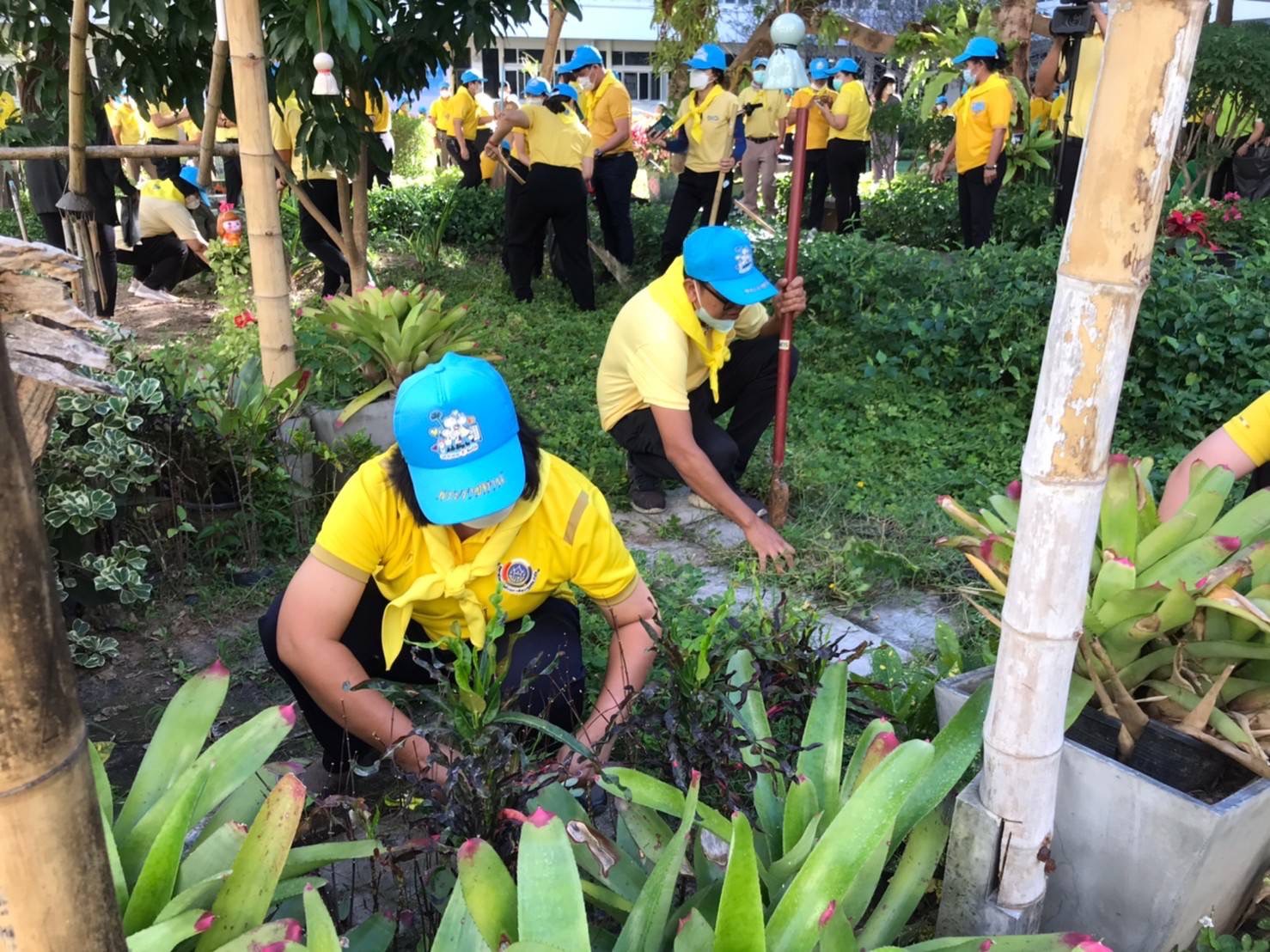 พช.มหาสารคาม ร่วมกิจกรรมจิตอาสาปรับปรุงภูมิทัศน์ลานจตุรมุข ศาลากลางจังหวัดมหาสารคาม