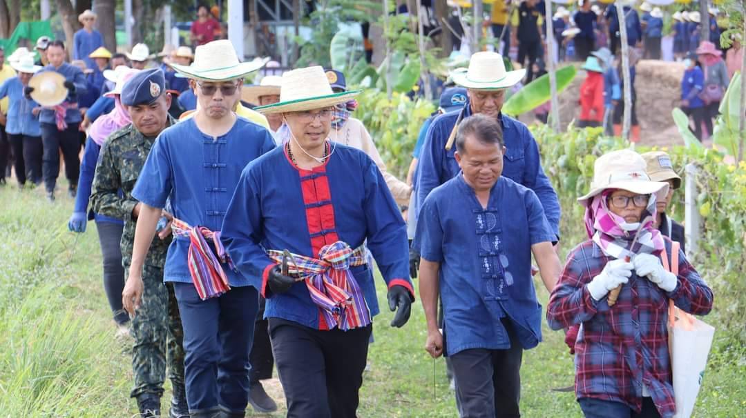 💠พช.มหาสารคาม ร่วมกิจกรรมประเพณีลงแขกเกี่ยวข้าวสืบสานประเพณีพื้นบ้าน เพื่อจัดทำปราสาทข้าวบุญคูณลาน ปี 2568💠