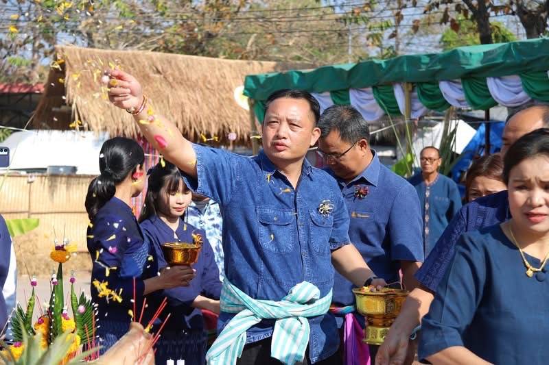 พช.มหาสารคาม ร่วมประกอบพิธีบวงสรวงแม่โพสพ วันขึ้น 3 ค่ำ เดือน 3 ในงานประเพณีบุญเบิกฟ้าและงานกาชาดจังหวัดมหาสารคาม ประจำปี 2568